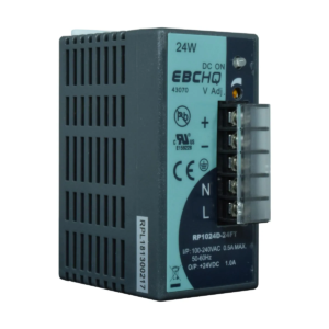 Fuente conmutada EBCHQ serie RP – 24 a 72 W, 12 o 24 VDC, riel DIN