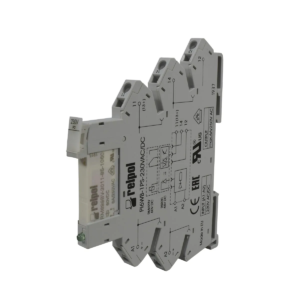 Mini relevo slim de 5 pines Relpol serie RM699BV con base – bobina 230 VAC/VDC, 6 A